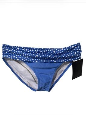 SIMPLY SWIM Woman's blue polkadot fold over bikini bottoms size 12